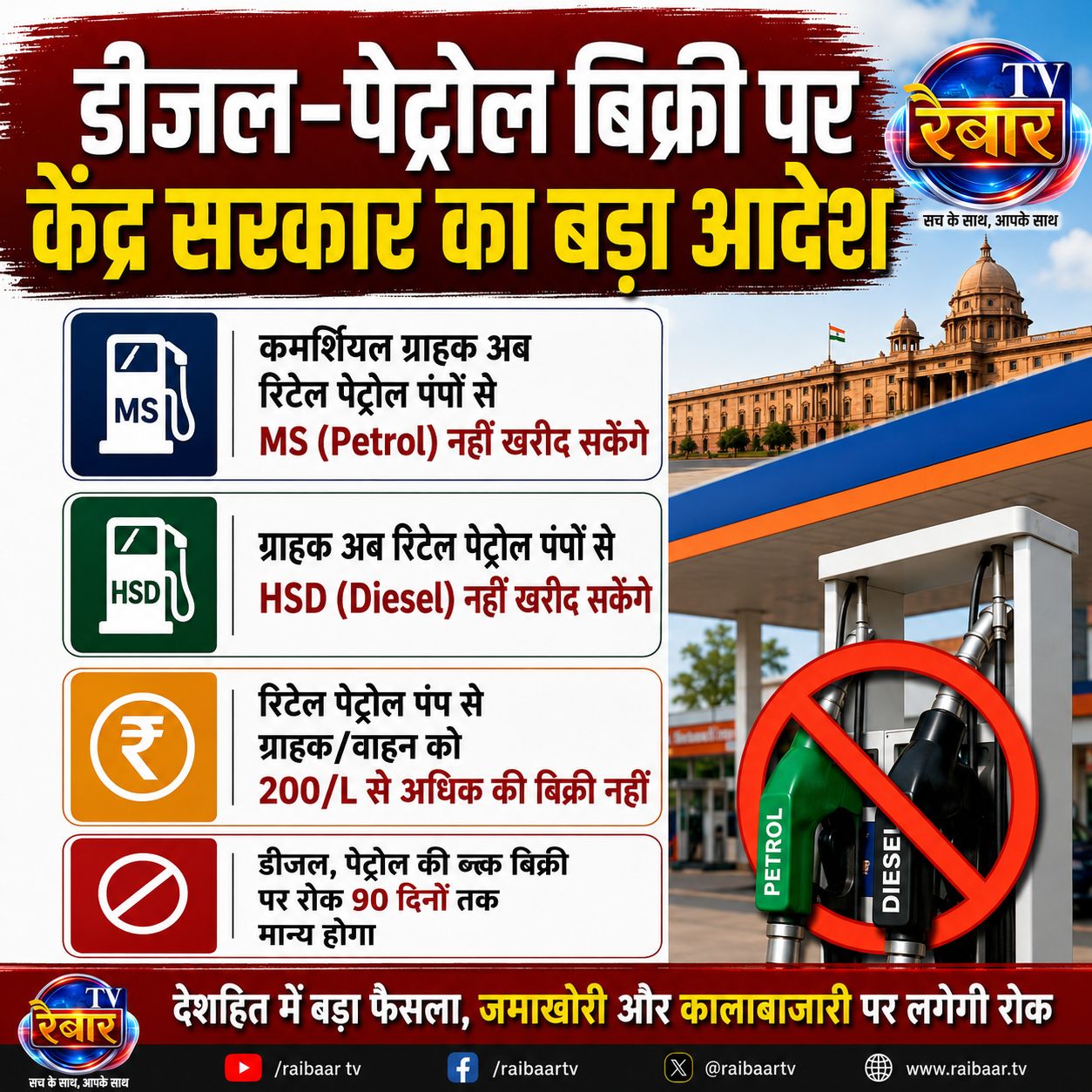 डीजल-पेट्रोल की बिक्री पर केंद्र सरकार का बड़ा फैसला, जमाखोरी और कालाबाजारी पर लगेगी रोक